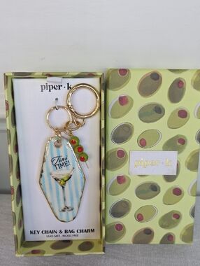 Piper k Blue Stripe 'Tini Time' Key Chain & Bag Charm